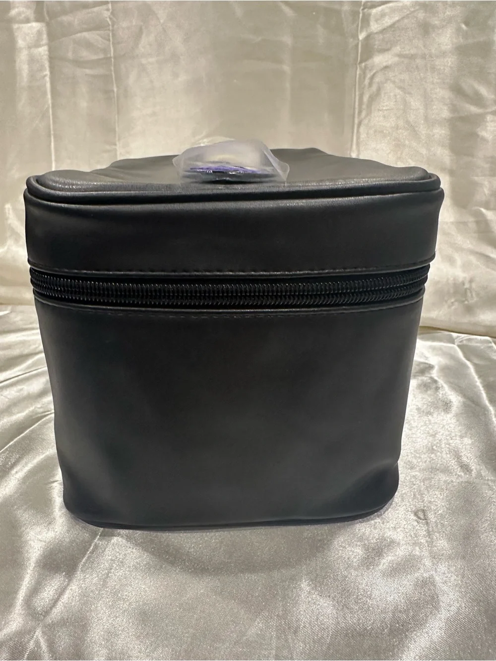 Victoria's Secret Black Cosmetic Train Case with Rainbow Stripe Pouch